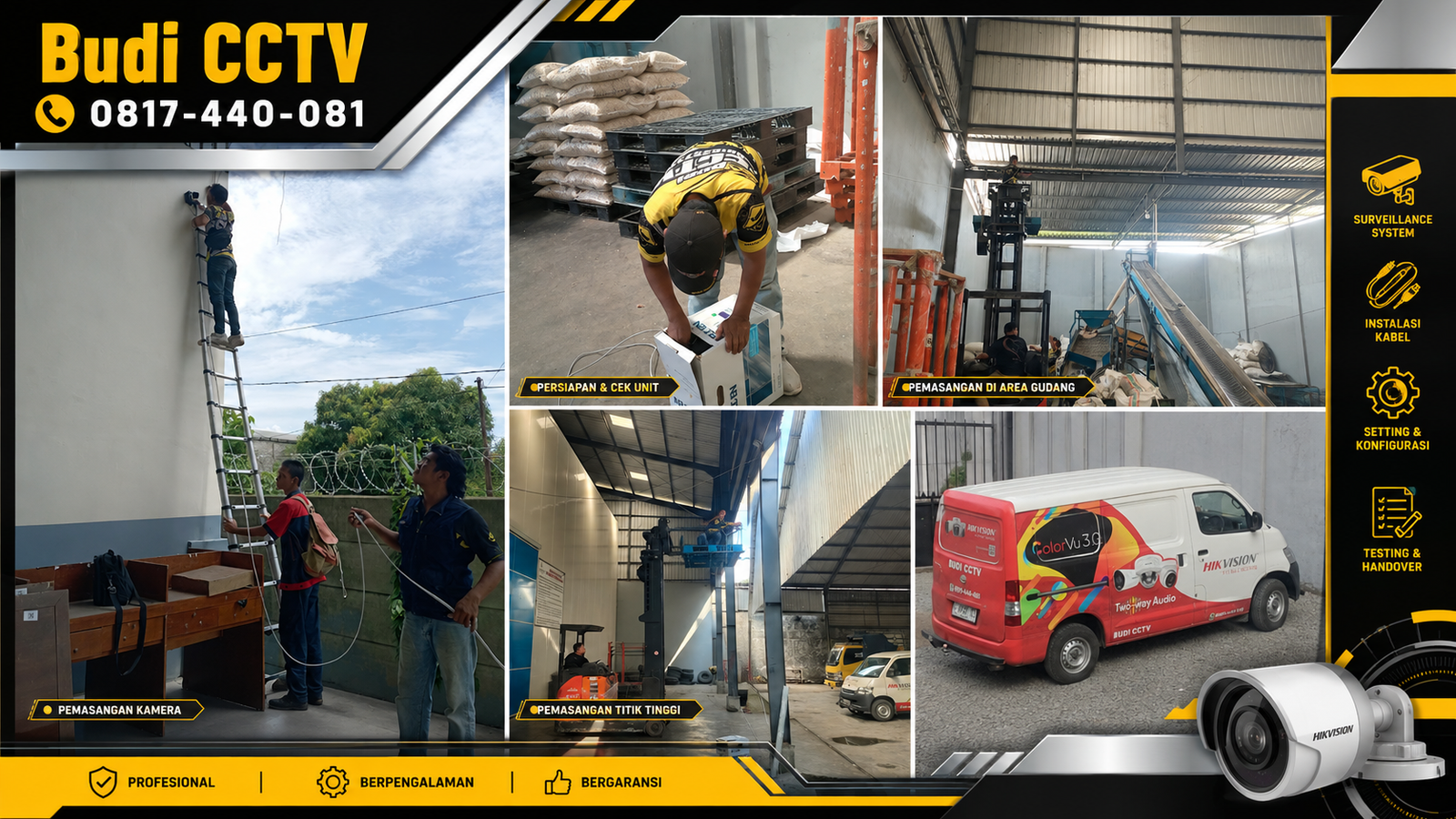 Instalasi CCTV Hikvision di Pabrik Pekalongan, Didukung Garansi dan Layanan Purna Jual