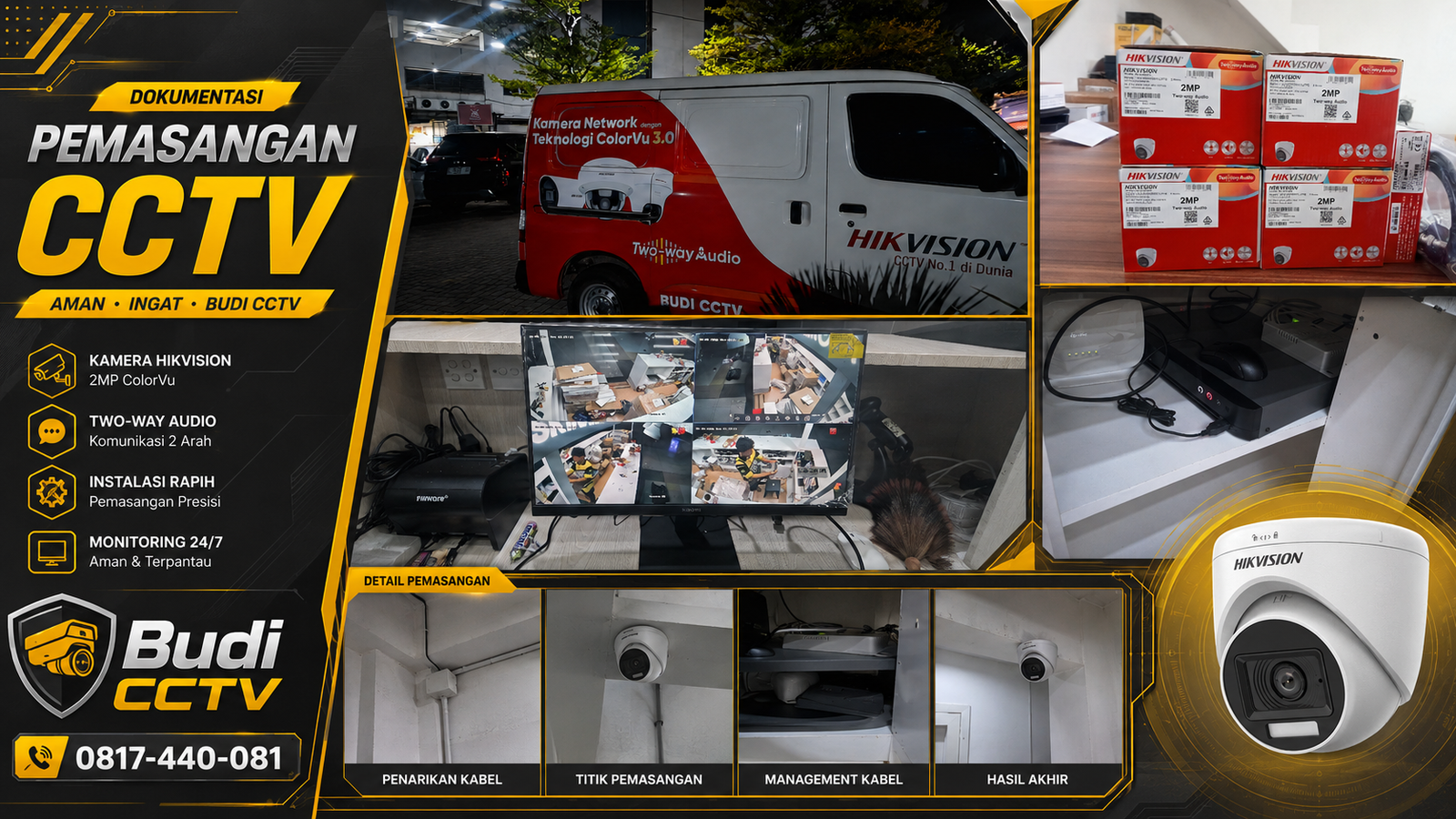 Instalasi CCTV Hikvision di Gudang Pekalongan, Jaminan Produk Original