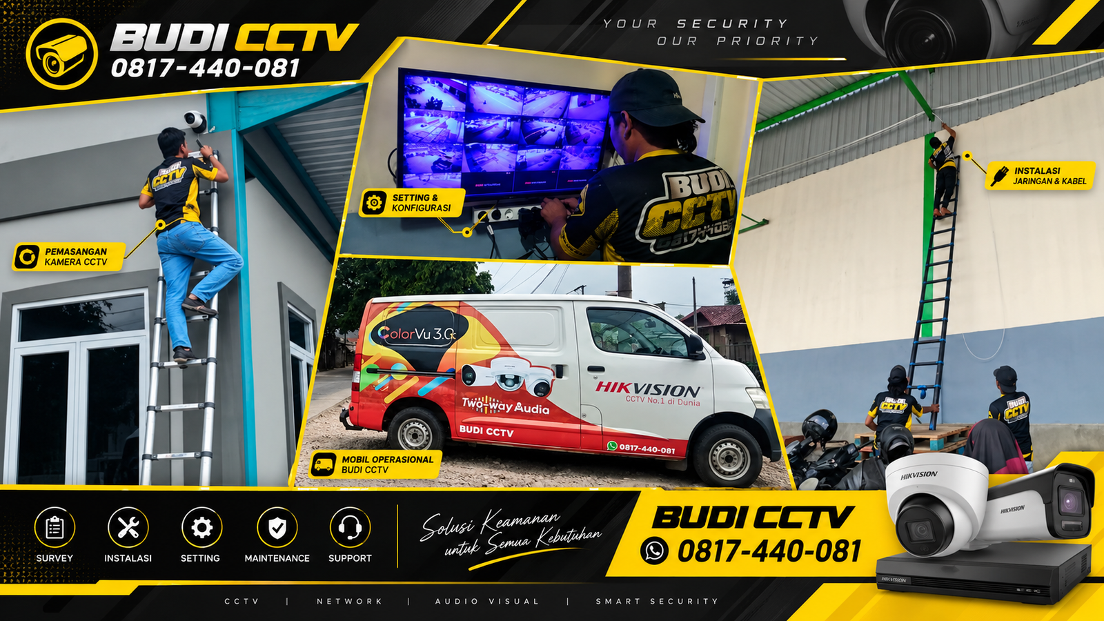 Instalasi CCTV Hikvision di Pabrik Pekalongan dengan Jaminan Garansi Resmi