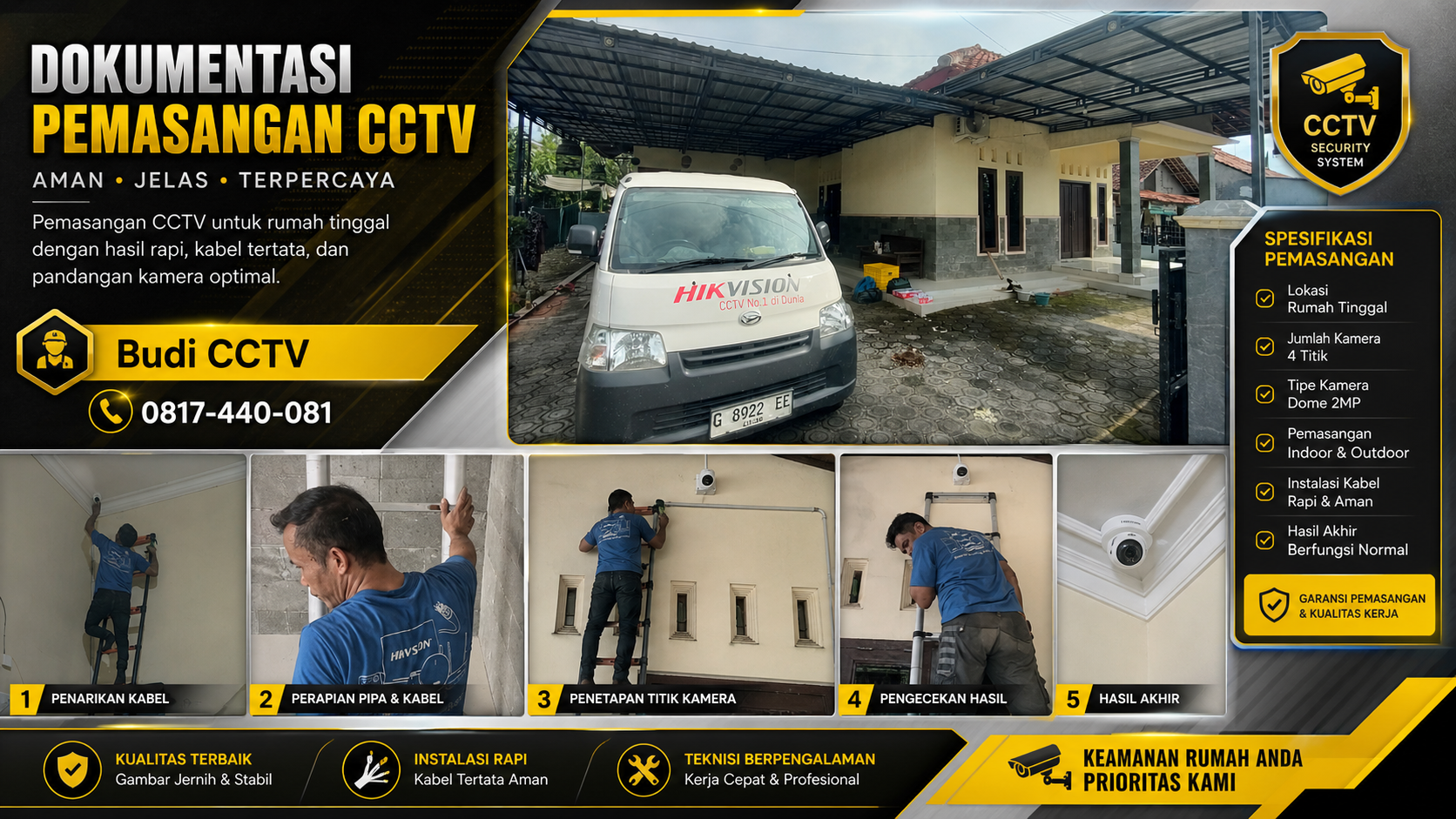Jasa Pasang CCTV Pekalongan, Instalasi Rumah di Wiradesa Asem Kampil Hasil Rapi